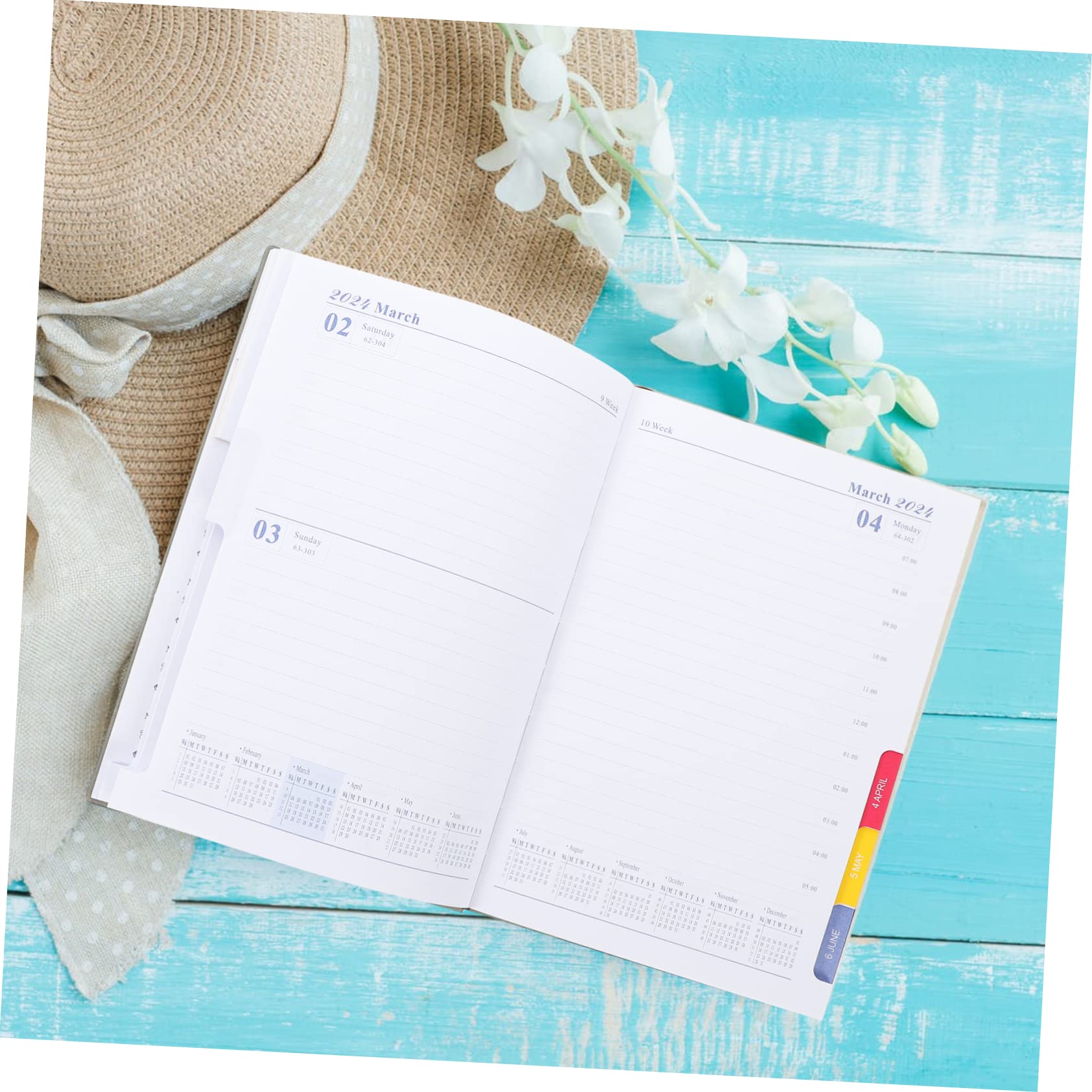 NUOBESTY 2023 Daily Planner 2024 Agenda Book Multifunction Paper Office Schedule Spring Notebook