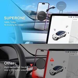 SUPERONE Tesla Phone Mount, Compatible with MagSafe Car Mount for Model 3 & Model Y, [Super Strong Magnet] 360° Rotation for iPhone 15 14 13 Pro/Max MagSafe Case & All Phones, Black