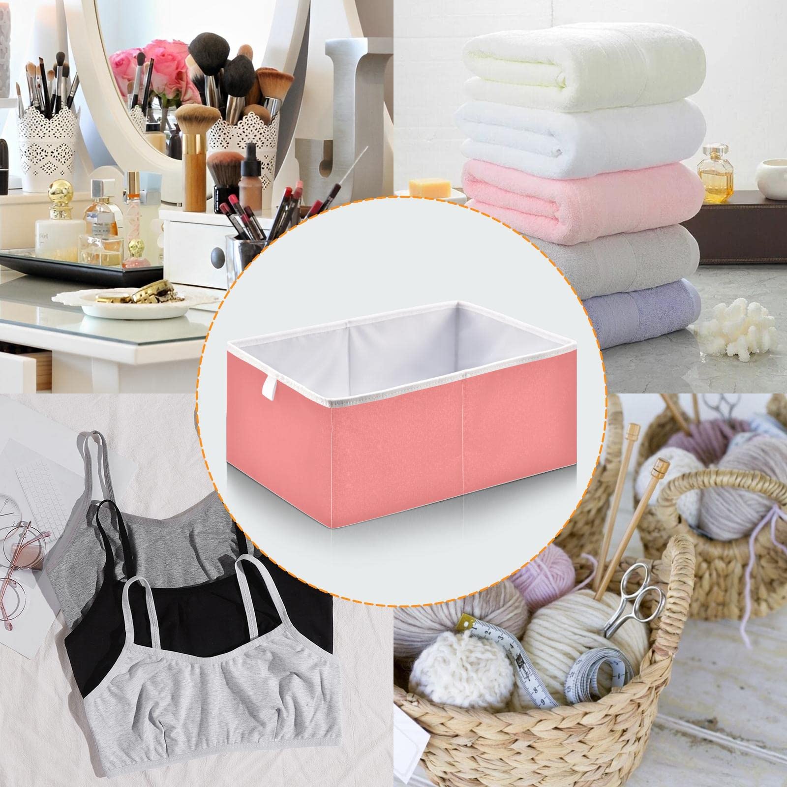 Joisal Light Coral Storage Boxes, Collapsible Storage Containers with Full Print Design for Home Organization, Closet Baskets and Bins for Shelves