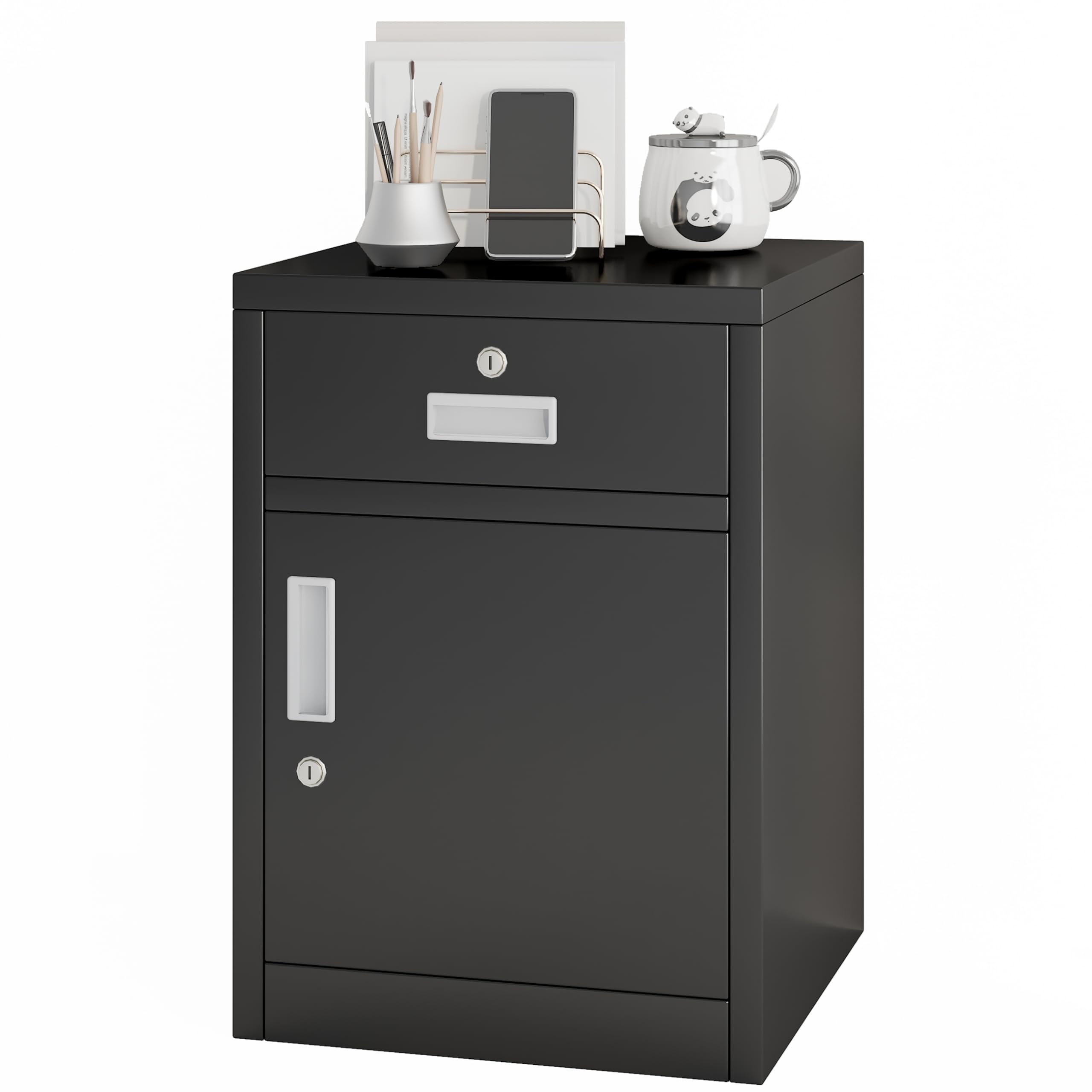 CBNTKI File Cabinet for Home Office, Under Desk File Cabinets with Lock, Vertical Filing Cabinet Office File Cabinet, Black Metal Filing Cabinet,Metal Locker