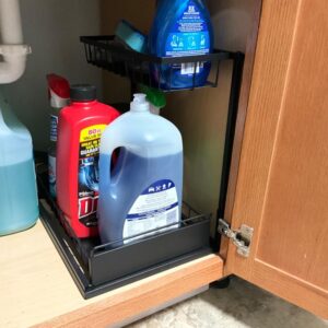 bopart under sink organizer & storage for bathroom kitchen, pull out cabinet organizer, metal multi-purpose storage shelf for pantry