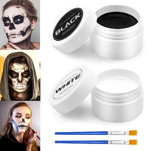 black white face painting kit: halloween body makeup special effects set for adult - professional sfx makeup clown zombie vampire skeleton cosplay