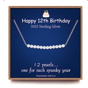 ieftop happy birthday gifts for teen girls, 12 year old girls birthday gifts s925 sterling silver chain pearl necklace birthday gifts for 12 year old girl jewelry gifts for teen girls daughter