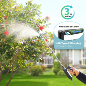 Battery Powered Sprayer 2 Gallon, Upgrade Powerful Electric Sprayer with 3 Mist Nozzles, Rechargeable Handle, Retractable Wand, Garden Sprayer with Adjustable Shoulder Strap for Lawn,Garden,Cleaning