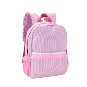 onglyp lightweight toddler backpack for girls,seersucker preschool bookbag for kids,cute pleated children kindergarten backpack,small (pink, small)