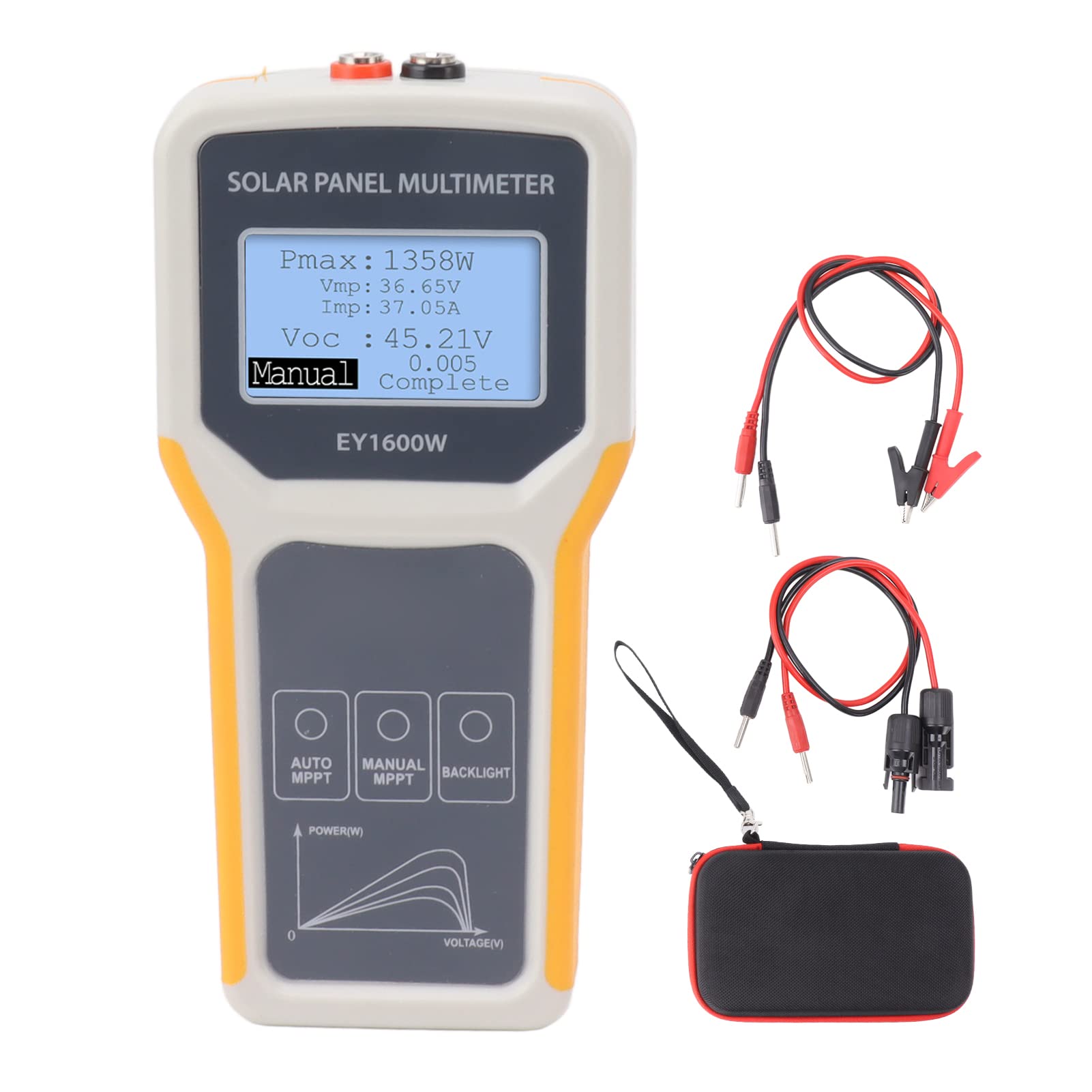 Solar Panel Tester Photovoltaic, 1600W Multimeter Portable Insulation Tester with Ultra Clear LCD Clear Backlight Photovoltaic Panel Multimeter for Laboratories Factories Radio Enthusiasts