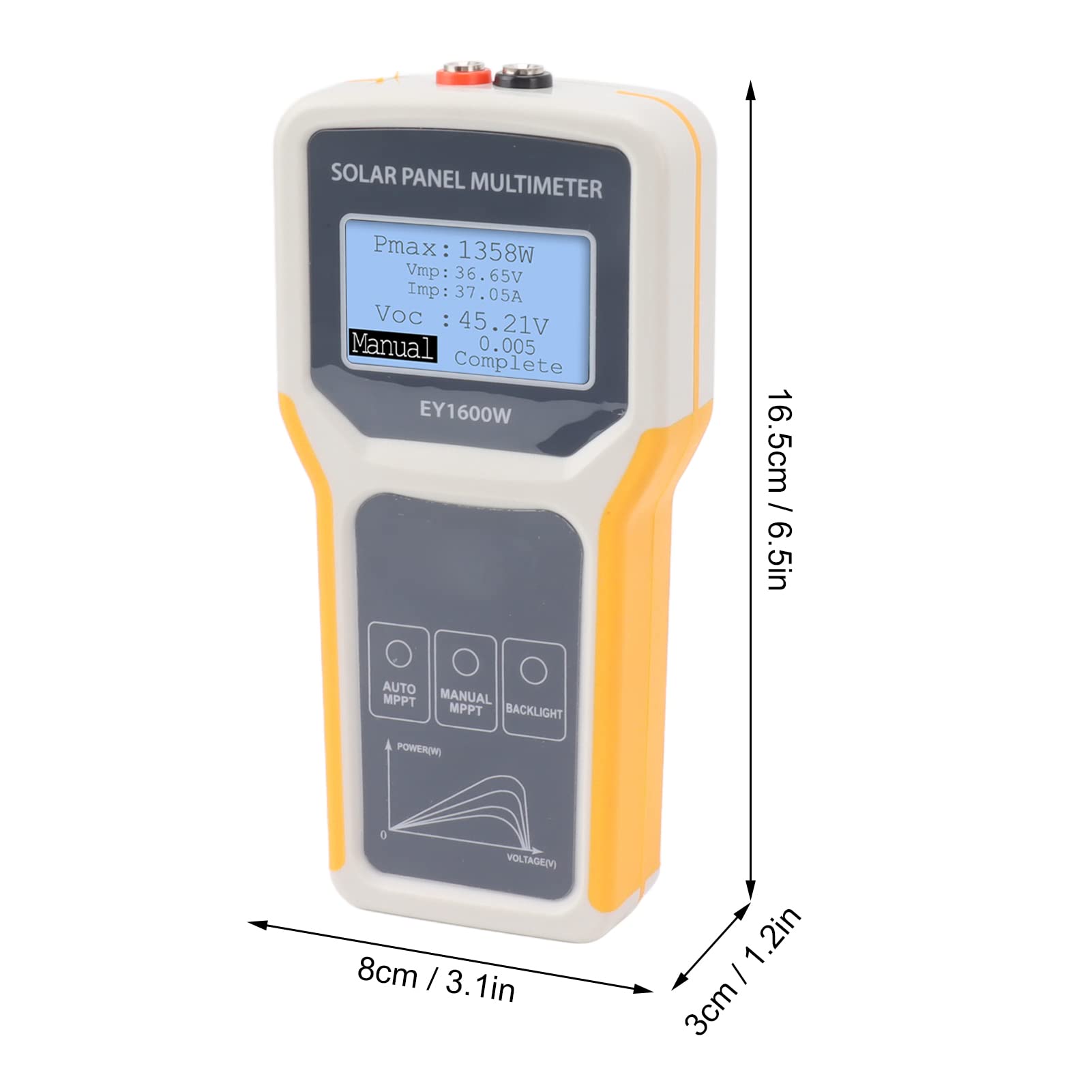 Solar Panel Tester Photovoltaic, 1600W Multimeter Portable Insulation Tester with Ultra Clear LCD Clear Backlight Photovoltaic Panel Multimeter for Laboratories Factories Radio Enthusiasts