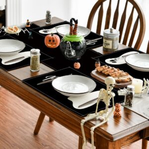 Artoid Mode Boo Ghost Halloween Placemats Set of 4, 12x18 Inch Seasonal Black Holiday Table Mats for Party Kitchen Dining Decoration