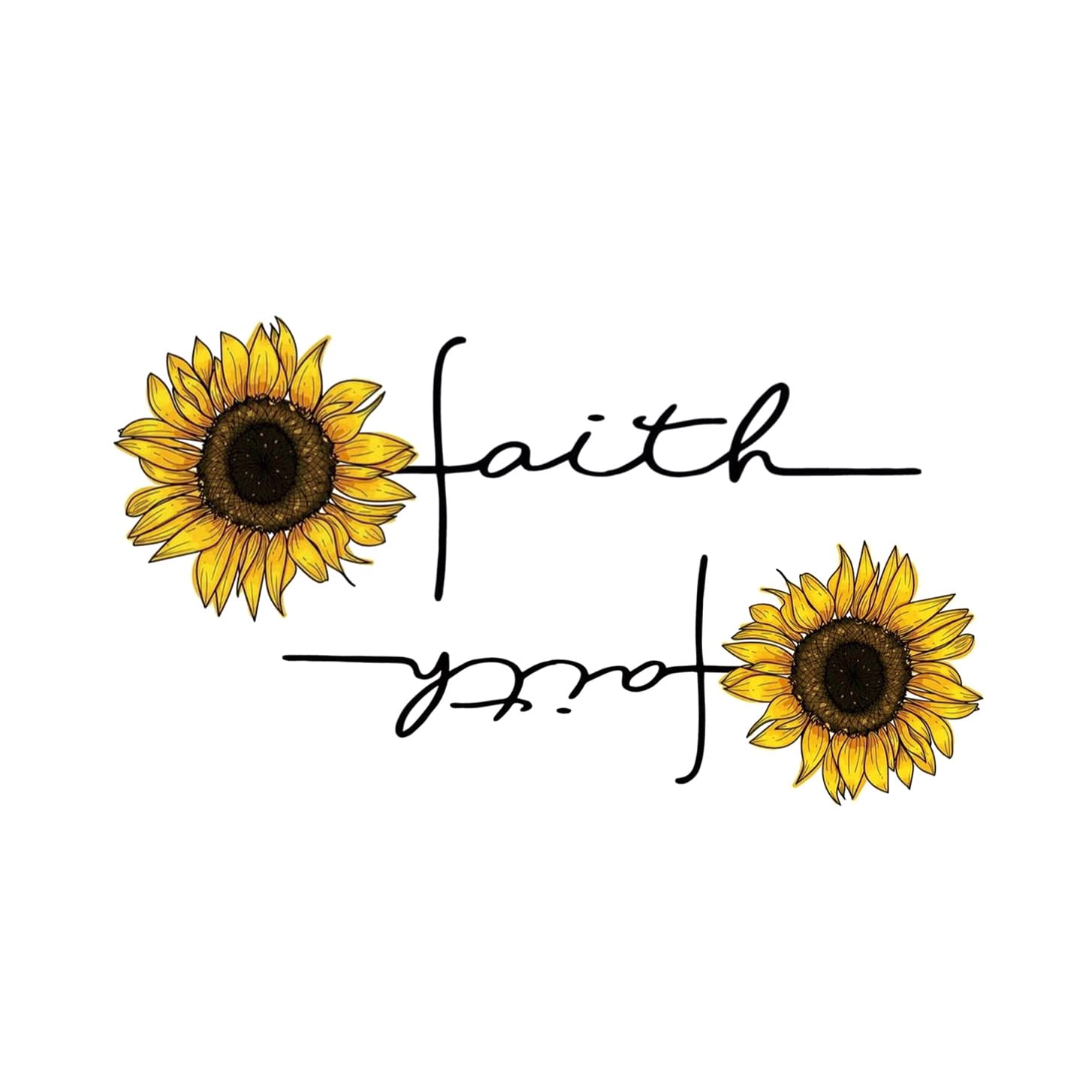 Oottati 2 Sheets Waterproof Small Cute Fake Hand Neck Temporary Tattoos Stickers Quotes Faith Yellow Sunflower