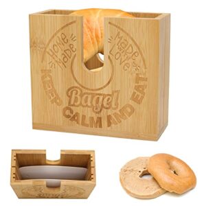bagel slicer for small and large bagels bamboo bread slicer for homemade bread adjustable bagel cutter for muffins rolls housewarming party gift