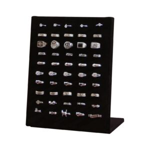 coward velvet ring holder stand, 50 slots jewelry ring display tray, jewelry pad showcase organizer for home or store sell show (black velvet)