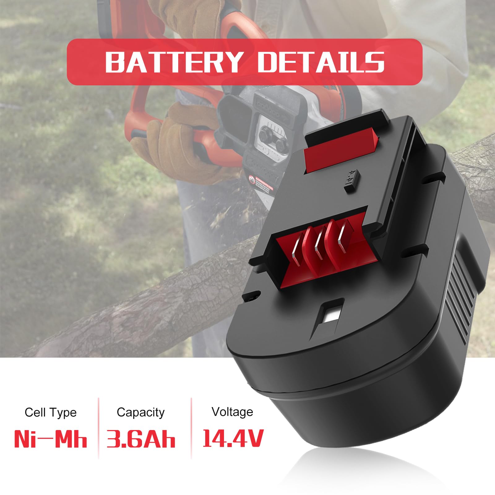 HPB14 Replacement for Black and Decker 14.4 Volt Battery Compatible with Black and Decker 14.4V Battery Firestorm FSB14 FS140BX A1714 499936-34 499936-35 BD1444L HPD14K-2HP146F2 Cordless Power Tool