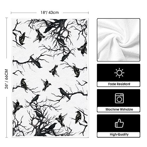 Artoid Mode Silhouette Tree Branches Crows Halloween Kitchen Towels Dish Towels, 18x26 Inch Seasonal Decoration Hand Towels Set of 2