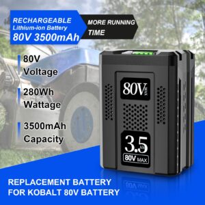 NEPOWILL 80V 3.5Ah Replacement Battery for Kobalt 80v Battery KB2580-06 KB580-06 KB680-06 KB280-06, Rechargeable Lithium Ion Battery for Kobalt 80V Cordless Power Tools
