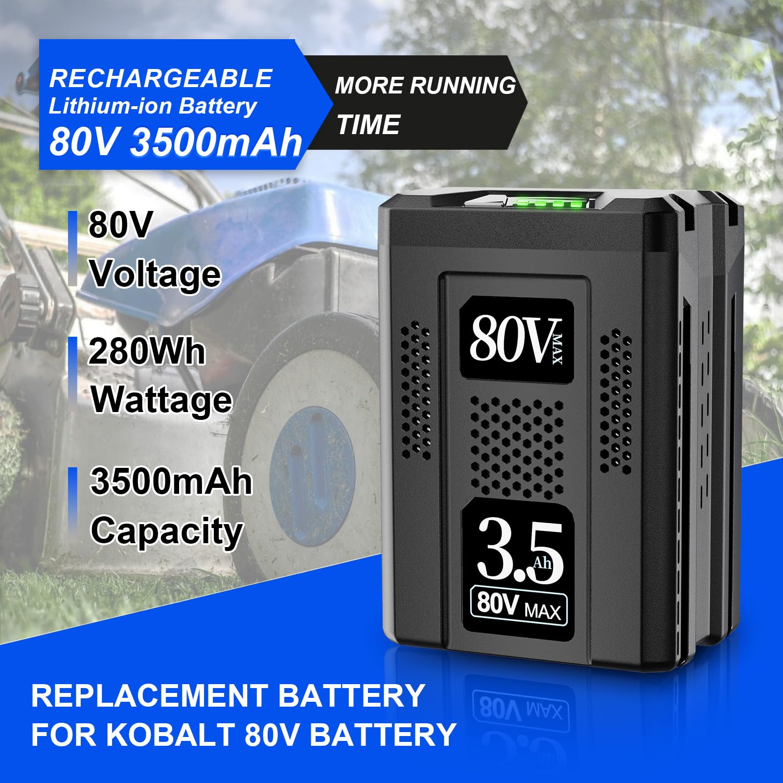 NEPOWILL 80V 3.5Ah Replacement Battery for Kobalt 80v Battery KB2580-06 KB580-06 KB680-06 KB280-06, Rechargeable Lithium Ion Battery for Kobalt 80V Cordless Power Tools