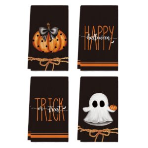 artoid mode trick or treat happy halloween kitchen towels dish towels, 18x26 inch pumpkins ghost decoration hand towels set of 4