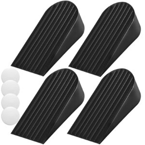 big 1.9 inch rubber door stoppers 4pcs(black) and door stopper wall protector 4pcs(white), heavy duty door stopper, works on all floor doorstops, quiet/shock absorbent door knob wall protector