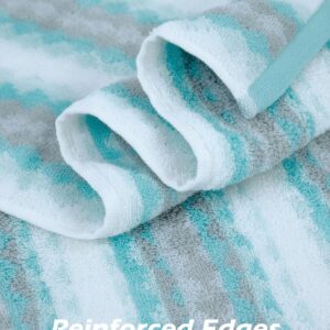 Jacquotha 6 Pack Cute Bath Towel Set Aqua Striped Pattern - Extra Soft, Lightweight, Quick Drying Towels for Bathroom Gym Spa Pool, Decrative Towels for Gifts