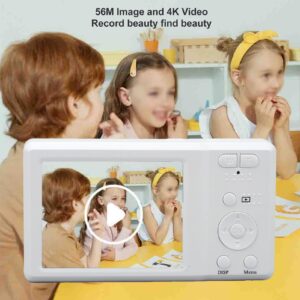 4K Digital Camera, 20X Digital Zoom Camera, HD Portable Small Camera for Kids, 56MP Vlogging Camera with 2.7in LCD Screen with Built in Flash (Silver)