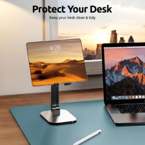 YSAGi Dual-Sided Leather Desk Pad, Office Desk Mat, PU Leather Desktop Protector, Large Mouse Pad, Laptop Desk Pad, Waterproof Desk Writing Pad for Office and Home (23.6" x 13.8", Blue+Grey)