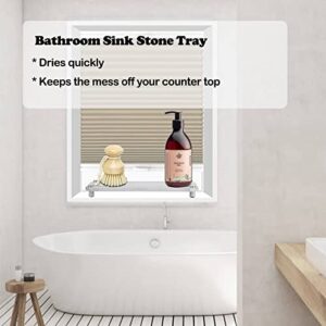 ROBBEAR Kitchen Bathroom Sink Organizer Fast Drying Stone Diatomaceous Earth Water Absorbing Sink Tray for Cup, Soap Bottle, Sponge Holder, Rack for countertop with Stainless Steel Feet (Dark Grey)