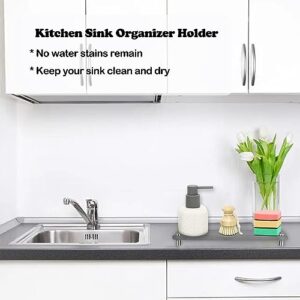 ROBBEAR Kitchen Bathroom Sink Organizer Fast Drying Stone Diatomaceous Earth Water Absorbing Sink Tray for Cup, Soap Bottle, Sponge Holder, Rack for countertop with Stainless Steel Feet (Dark Grey)