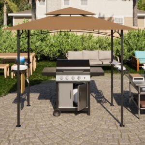 8x 5 ft grill gazebo grill canopy double tiered bbq gazebo outdoor bbq canopy, upgrade your grill gazebo with our durable replacement roof, patio canopy tent for barbecue and picnic (khaki)