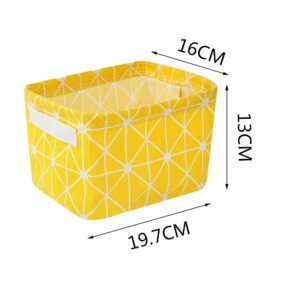 CHXILING Fabric Storage Basket,4 Pcs Foldable Waterproof Small Baskets Mini Square Cotton Linen Organizer Box with Handles for Desktop Storage and Household Organizer