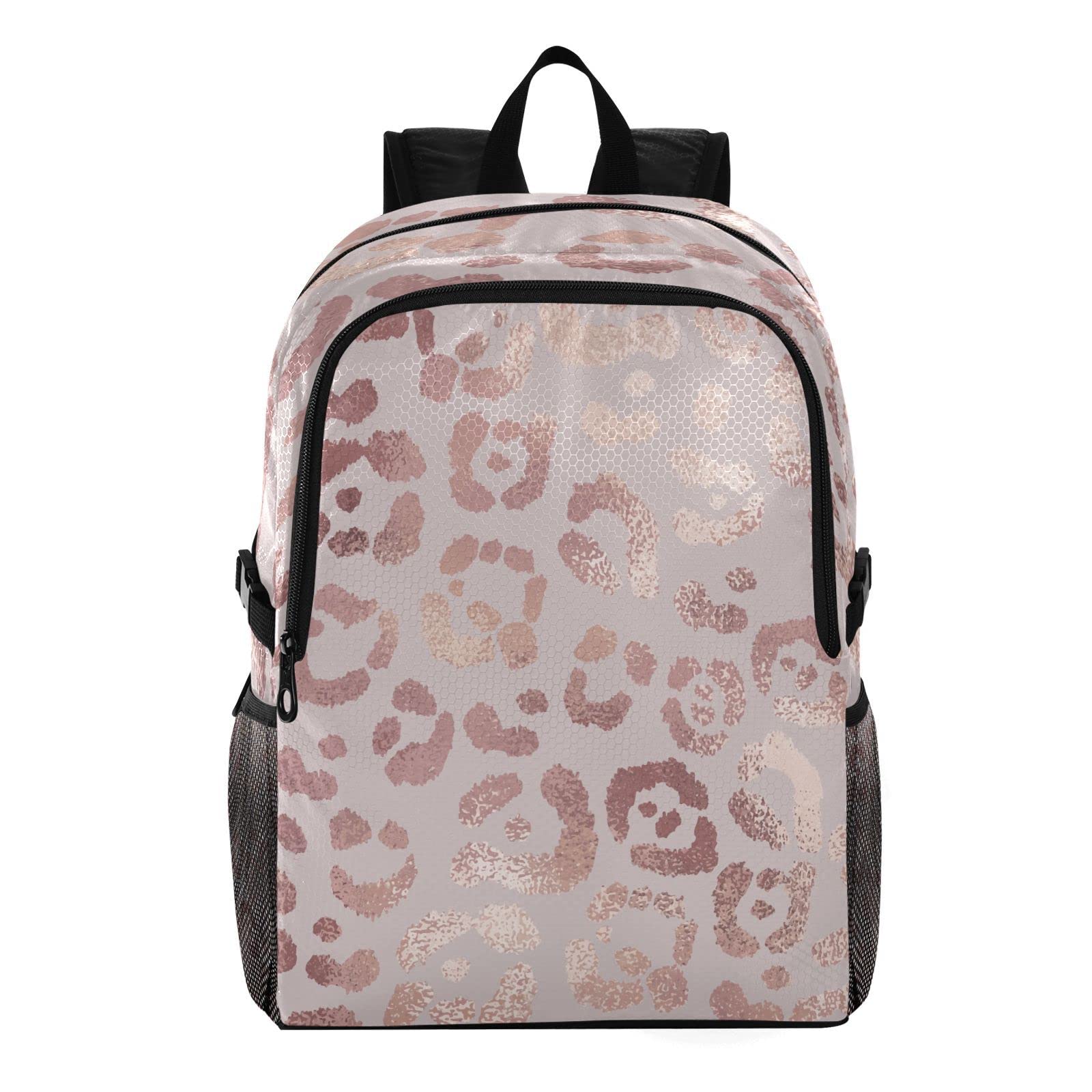 senya Lightweight Packable Backpack Travel Hiking Daypack Foldable Backpack Leopard Print Cheetah Rose Gold for Men Women