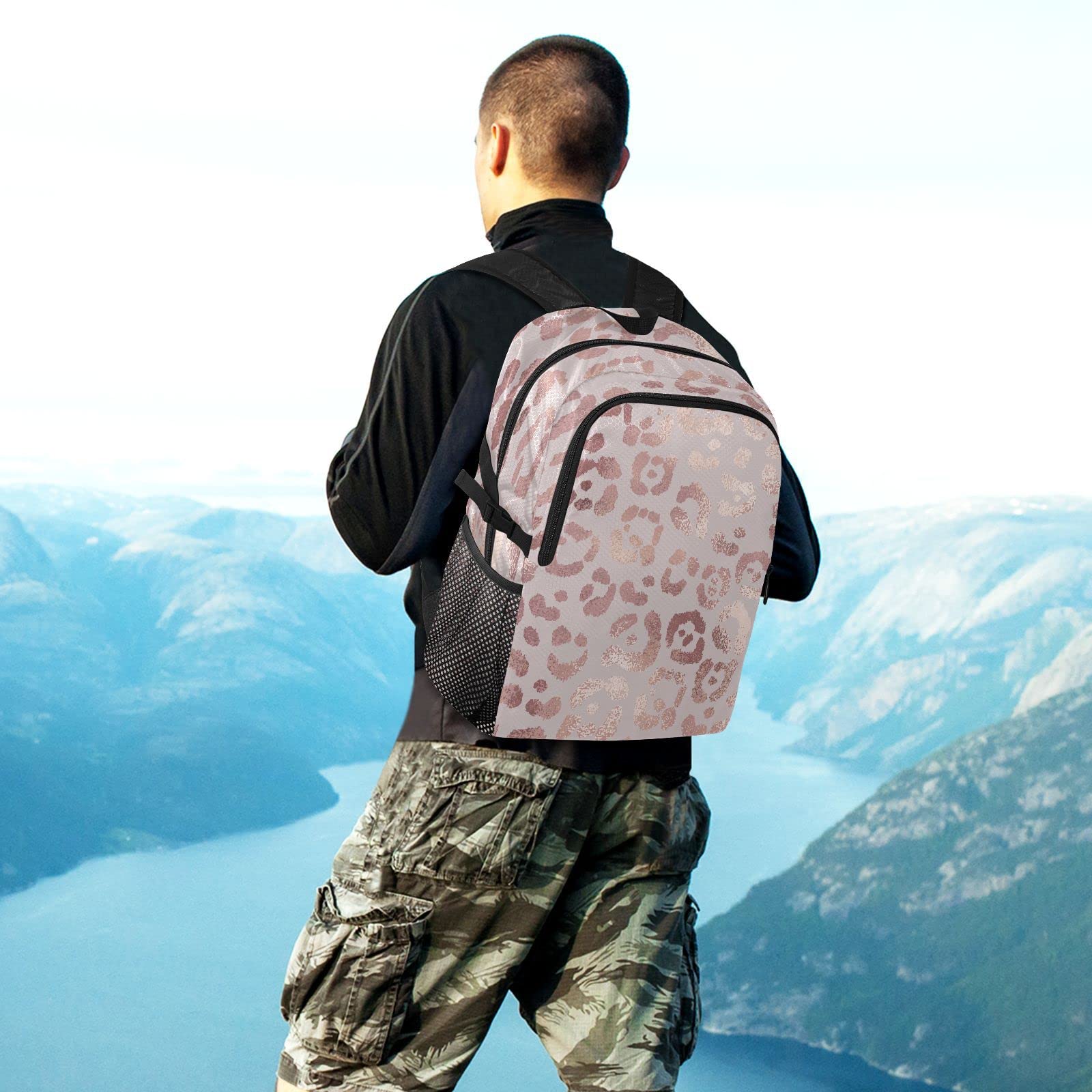 senya Lightweight Packable Backpack Travel Hiking Daypack Foldable Backpack Leopard Print Cheetah Rose Gold for Men Women