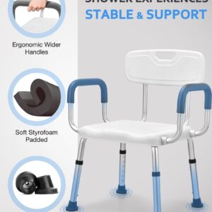 Sangohe Shower Chair for Inside Shower - Heavy Duty Shower Seat with Armrest and Back - Shower Chair for Elderly Adults - Shower Seats for Elderly - Shower Chair for Bathtub, 796B