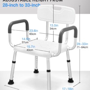 Sangohe Shower Chair for Inside Shower - Heavy Duty Shower Seat with Armrest and Back - Shower Chair for Elderly Adults - Shower Seats for Elderly - Shower Chair for Bathtub, 796B