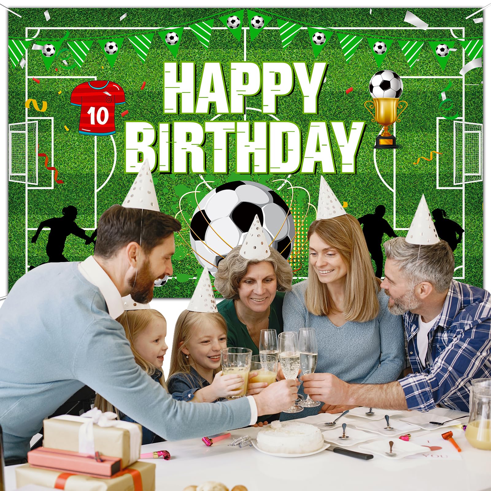 Soccer Party Decorations, 70.8 * 45in Soccer Birthday Banner Backdrop Soccer Theme Background for Soccer Birthday Party Decorations