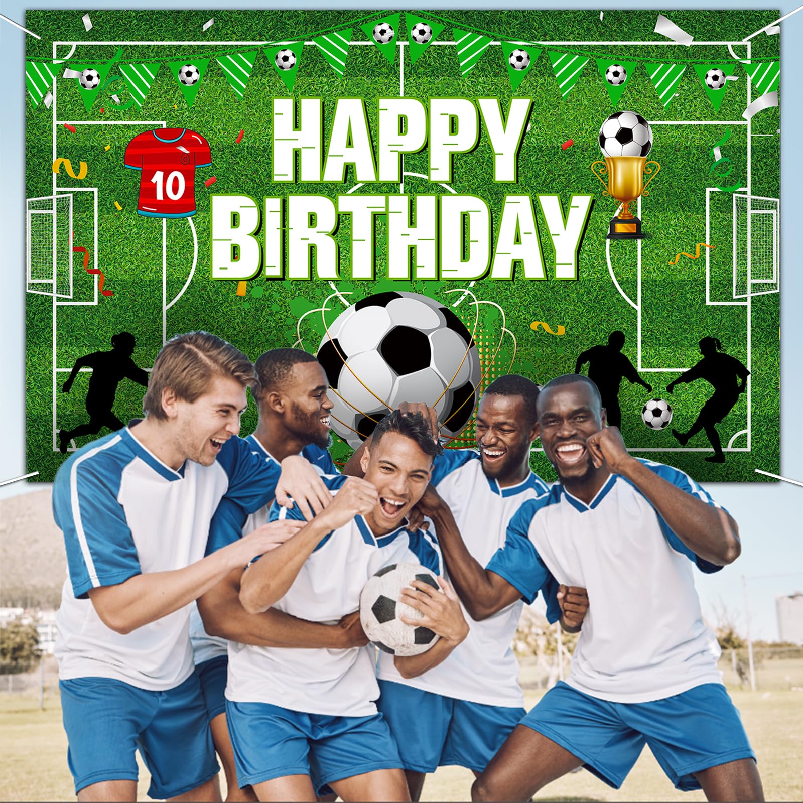 Soccer Party Decorations, 70.8 * 45in Soccer Birthday Banner Backdrop Soccer Theme Background for Soccer Birthday Party Decorations