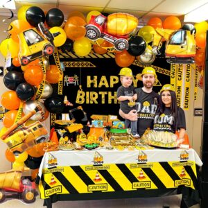 Winrayk Construction Party Decorations Birthday Supplies, Construction Balloon Arch Backdrop Tablecloth Caution Tape Engineering Truck Foil Balloons, Construction Birthday Party Supplies for Boys Kids