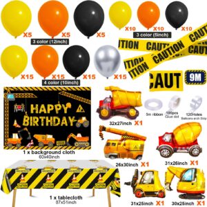 Winrayk Construction Party Decorations Birthday Supplies, Construction Balloon Arch Backdrop Tablecloth Caution Tape Engineering Truck Foil Balloons, Construction Birthday Party Supplies for Boys Kids