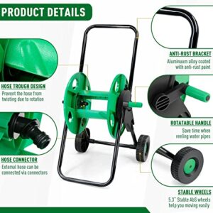 Altdorff Garden Hose Reel Cart with Wheels, Portable 66ft Hose Trolley, Water Hose Reel Retractable Holder for Outdoor Yard Lawn Farm Patio