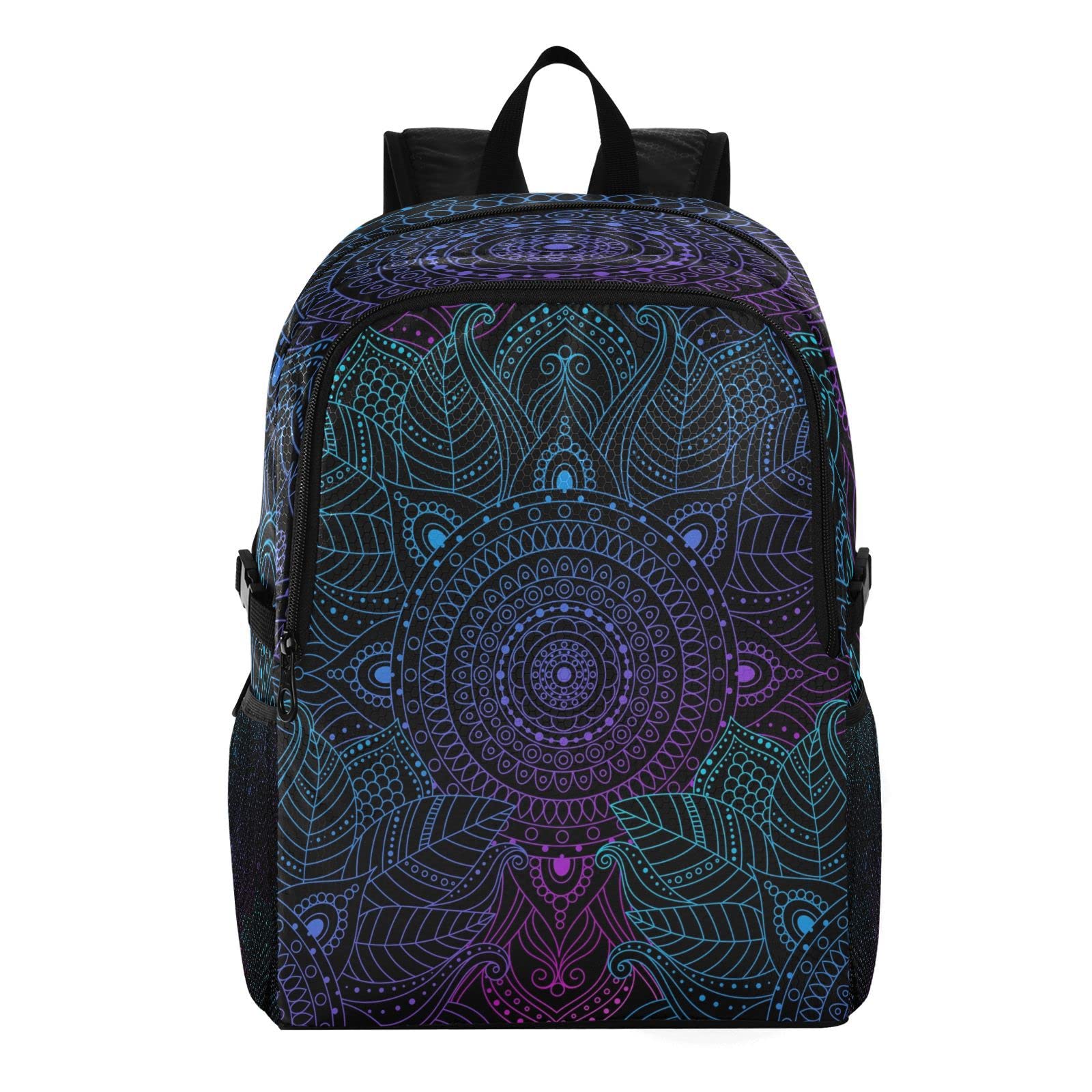 senya Lightweight Packable Backpack Travel Hiking Daypack Foldable Backpack Art Arabesque Mandala Boho Ethnic Bohemian for Men Women