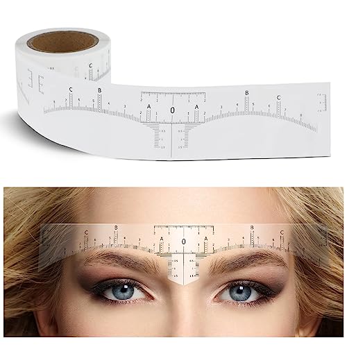 1 Roll (50Pcs) Eyebrow Ruler Stencils - Abeillo Disposable Brow Ruler Sticker, Microblading Eyebrow Template, Brow Measuring Shaper Tool, Eyebrow Mapping Tool for Tattooing