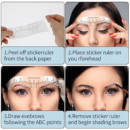 1 Roll (50Pcs) Eyebrow Ruler Stencils - Abeillo Disposable Brow Ruler Sticker, Microblading Eyebrow Template, Brow Measuring Shaper Tool, Eyebrow Mapping Tool for Tattooing