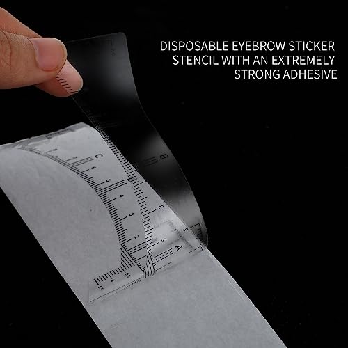 1 Roll (50Pcs) Eyebrow Ruler Stencils - Abeillo Disposable Brow Ruler Sticker, Microblading Eyebrow Template, Brow Measuring Shaper Tool, Eyebrow Mapping Tool for Tattooing