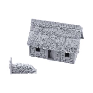 norman stone barn by printable scenery, 3d printed tabletop rpg scenery and wargame terrain 28mm miniatures