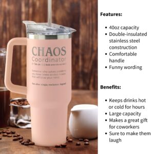 Thank You Gifts for Women, Boss, Coworker, Manager, Office, Teacher - Chaos Coordinator Gifts, Boss Lady Gifts - Administrative Professional Day Gifts - Teacher Appreciation Gifts - 40 Oz Tumbler