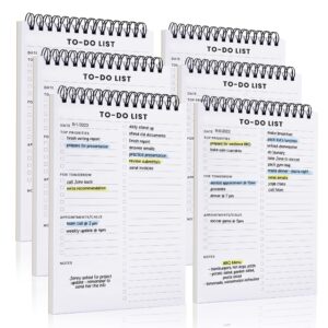 to do list notepad 6 pack: has multiple functional sections - 5.2 x 8" 35 sheets - spiral daily planner notebook - task checklist organizer agenda pad for work, note and todo organization