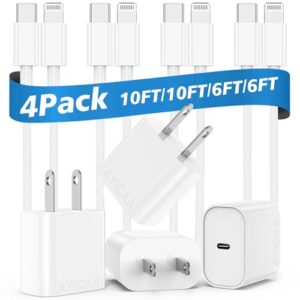 for iphone charger fast charging mfi certified usb c for iphone charger block with iphone charging cord 4pack usbc lightning cables for iphone 14/13/12/11/x/se/8/7/pro max/pro/mini/plus