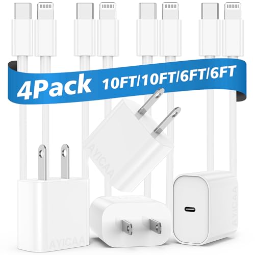 for iPhone Charger Fast Charging MFi Certified USB C for iPhone Charger Block with iPhone Charging Cord 4Pack USBC Lightning Cables for iPhone 14/13/12/11/X/SE/8/7/Pro Max/Pro/Mini/Plus