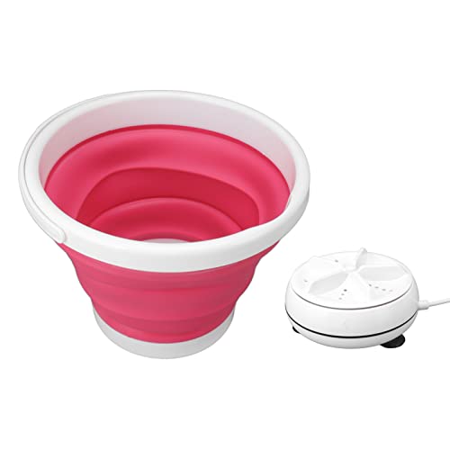 Dpofirs USB Mini Washing Machine, 6W 5L Foldable Laundry Washer with Dual Wash System, 4 Gear Adjustable, Home Washer for Camping Apartments Dorms College Rooms (Pink)