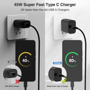 Type C Fast Charger 45W 2Pack USB C Fast Charger Super Fast Charging Block for Phone USB C to USB C Charger Cable Cord 10 FT for Android Replacement for Samsung Galaxy S23 S22 S21 Ultra Chargers