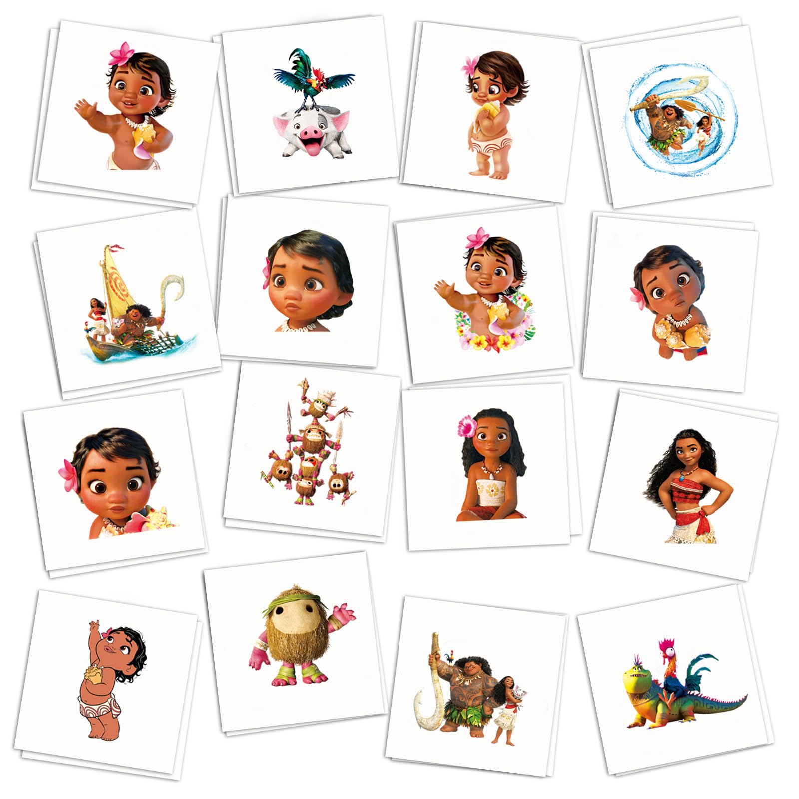 Moana Birthday Party Supplies, 34Pcs Temporary Tattoos Party Favors, Removable Skin Safe, Fake Tattoo Stickers for Goody Bag Treat Bag Stuff for Moana Birthday Party Gifts