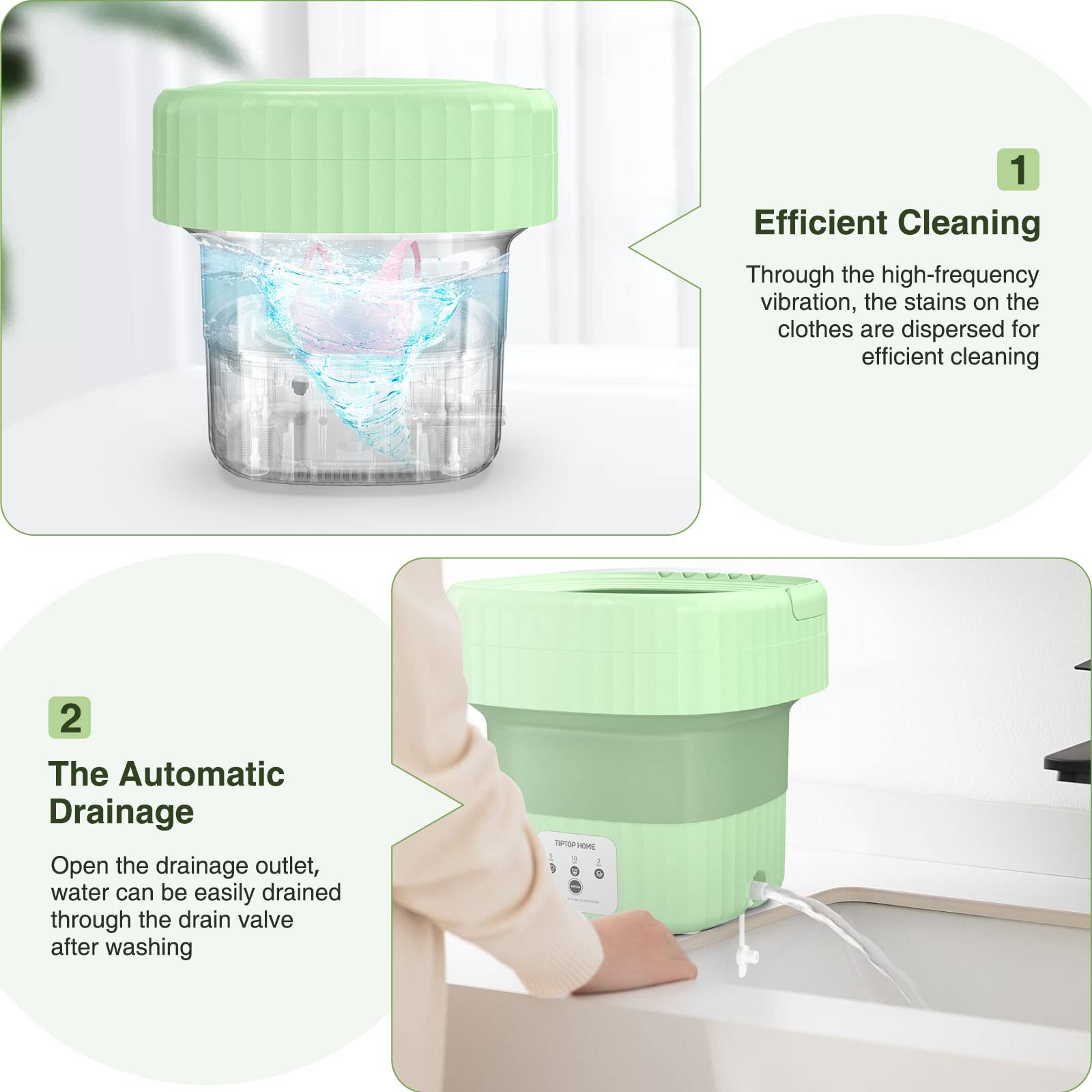 Portable Washing Machine, Mini Washing Machine Foldable Laundry Bucket,Portable Small Washer by for Socks Underwear or Small Items, Travel Business Trip or College Rooms